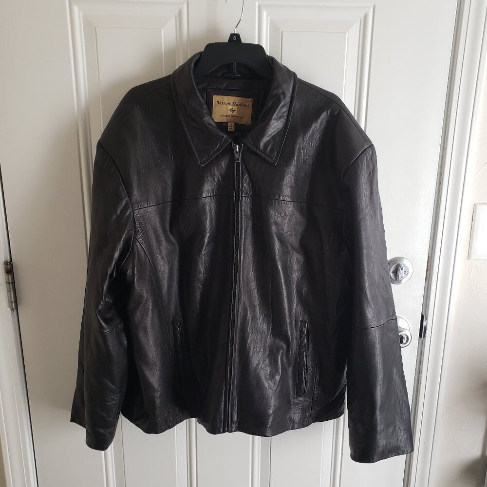 Boston Harbour Men's Black Leather Coat